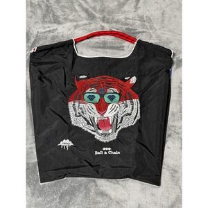 Ball & Chain Tote Bag Womens Large Black Tiger Embroidered Mulga Art Graphic